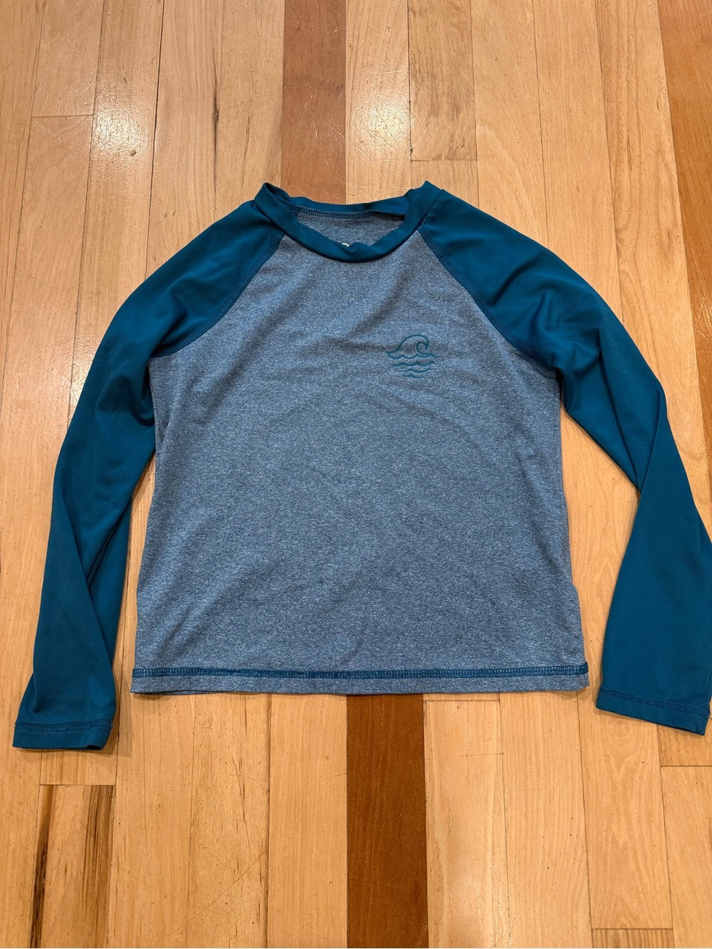 Art Class Kids Size Small (6/7) Long Sleeve Swim Shirt - Teal and Heather